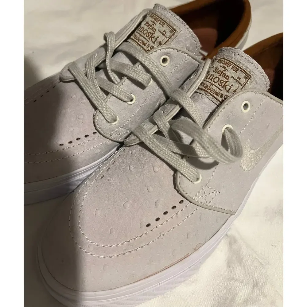 Nike Zoom Stefan Janoski L sneakers ivory ostrich leather & hazelnut accents 6 - Picture 8 of 10